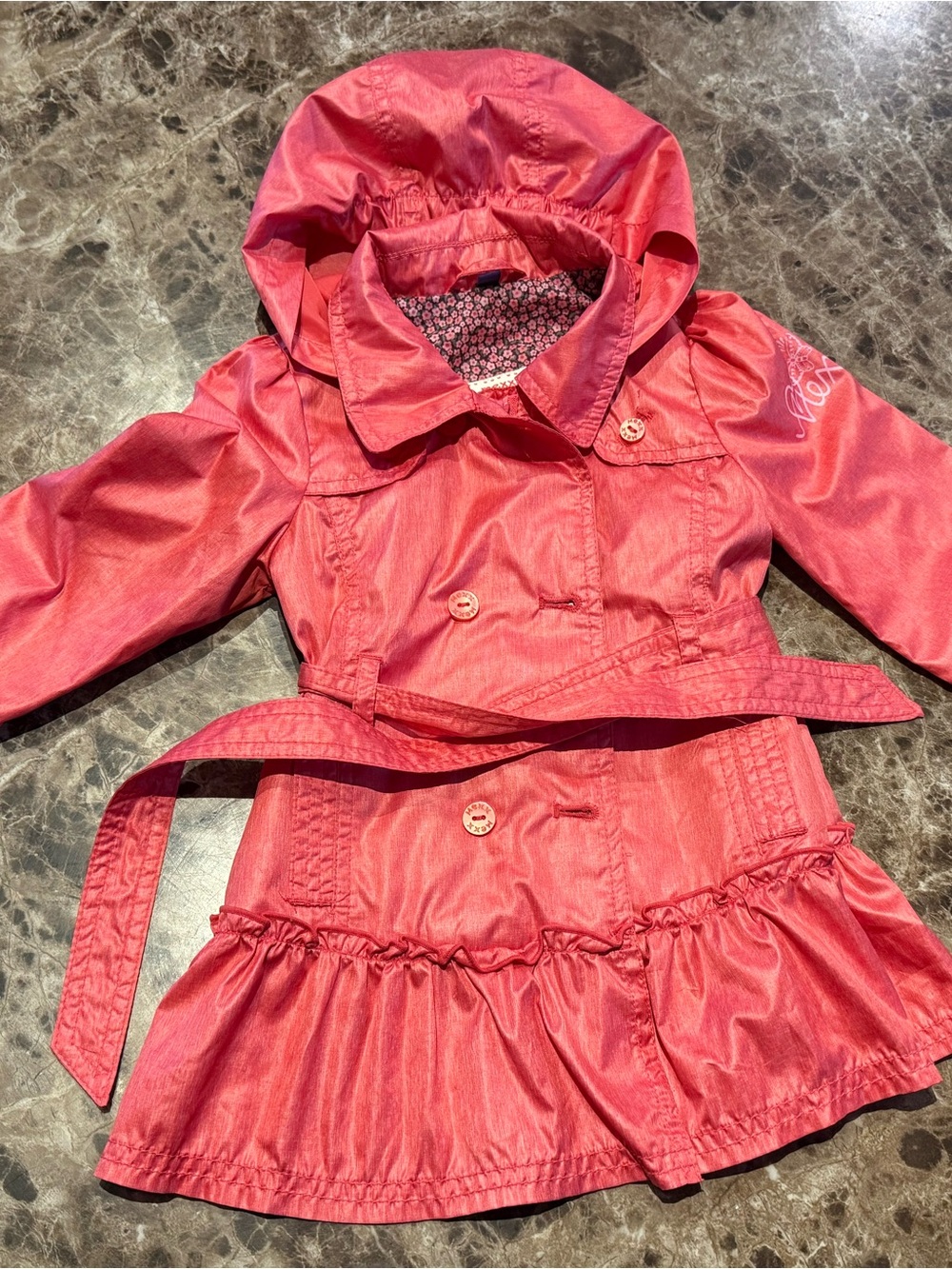 Mexx Pink Hooded Trench Raincoat with Belt 12-18